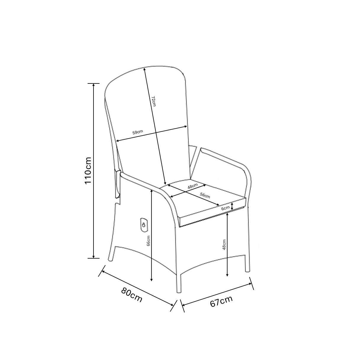 Eton Reclining Companion Set dimensions